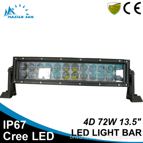 Waterproof 4D 13.5inch 72w led tractor work light car led light bar off road led light bar